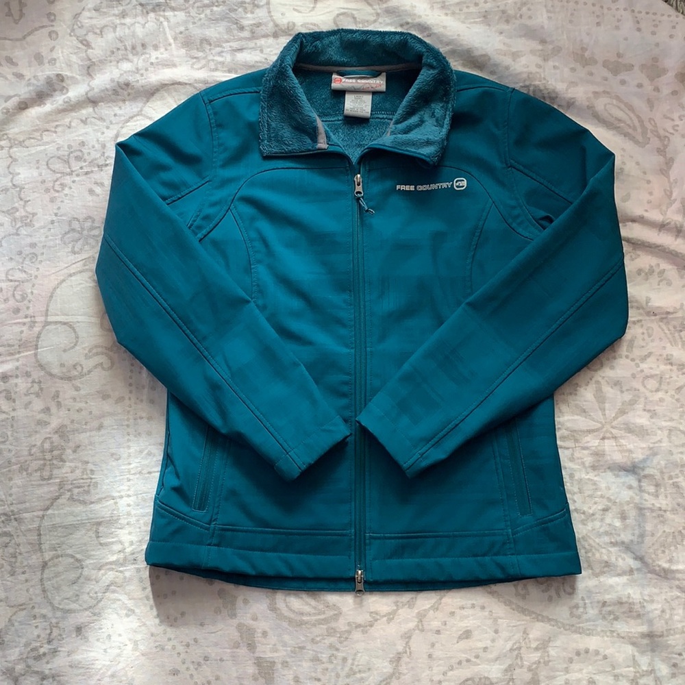 Free Country Green Blue Soft Shell Jacket Sz Small